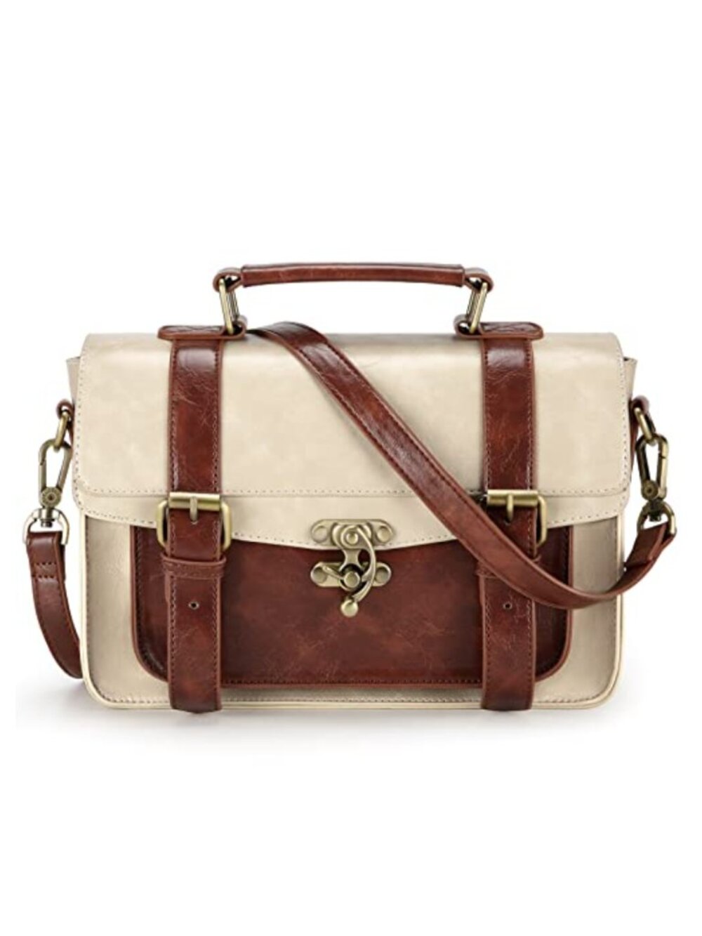 PU Leather Satchel Crossbody Messenger Bag Vintage Work Small